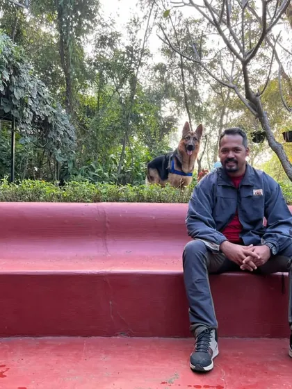 A candid moment of me taking a break at our farmstay in Kamshet, with Jiraiya keeping a watchful eye from the background. He's never far.