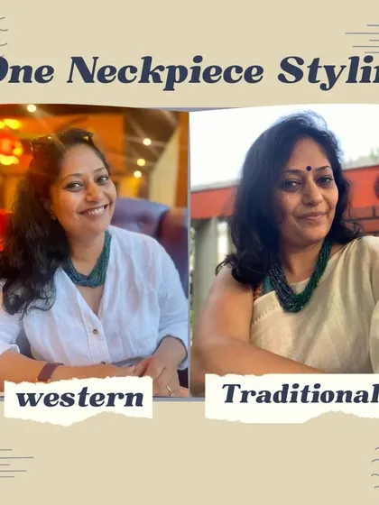 This is a perfect example of making your wardrobe work harder. Here, we show how a single statement necklace can be styled for both a casual western look and a more formal traditional outfit, proving the power of versatile accessories.