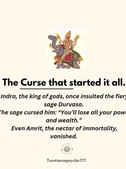 The story of the lunar eclipse began with a curse. When Indra, the king of gods, insulted the sage Durvasa, he was cursed to lose all his power and wealth, setting a cosmic drama in motion.