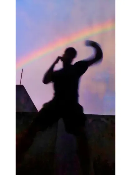 Shadowboxing against the sky. It's a reminder that the biggest opponent is often yourself. I train to conquer my limits so I can conquer any challenge for my client.