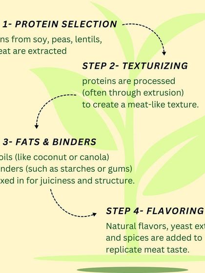 Ever wonder how plant-based meat is made? This infographic breaks down the process. If you're interested in a vegan diet, we offer tailored vegan meal plans to fit your needs.