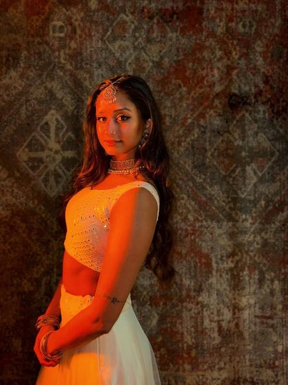 A portrait from the set of a music video shoot. I can adapt my look and performance style to fit various artistic concepts, from traditional to modern.