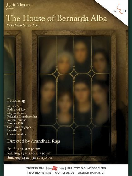 The official poster for our production of "The House of Bernarda Alba," capturing the feeling of being watched and confined.