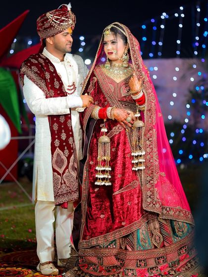 A candid moment between the couple, capturing a natural interaction.