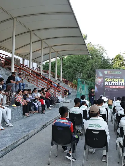 A true champion is built both on and off the field. We regularly conduct workshops on crucial topics like sports nutrition, ensuring our players receive holistic development. Here, our young cricketers learn how a balanced diet fuels performance, recovery, and long-term health.