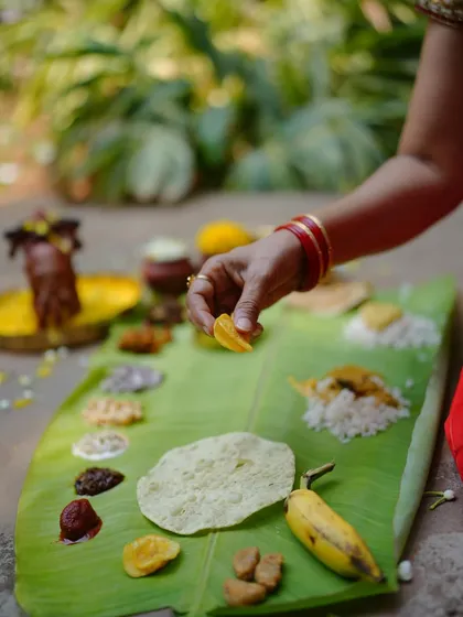 The eternal question: savory banana chips or sweet jaggery-coated Sharkara Upperi? With my Sadya, you don't have to choose. Both are essential for the complete experience.