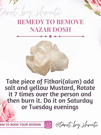 A remedy to remove Nazar Dosh (evil eye). This post explains a ritual using alum, salt, and yellow mustard to cleanse a person's aura of negative energy on a Saturday or Tuesday evening.
