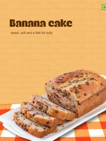 Sweet, soft, and a little bit nutty. Our Banana Cake loaf is studded with chocolate chips, offering a comforting and delicious treat with every slice.