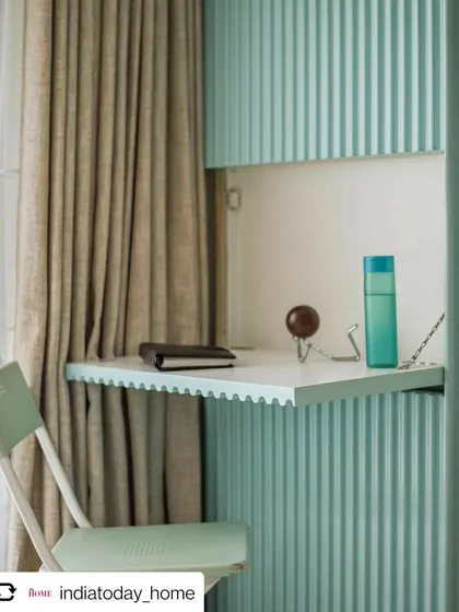 This space-saving foldable study desk, set against a fluted wall, was featured in India Today Home. It's a perfect example of our commitment to smart, functional design.