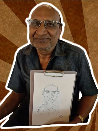 A happy client with a great reaction. A caricature is all about capturing personality and having a laugh.
