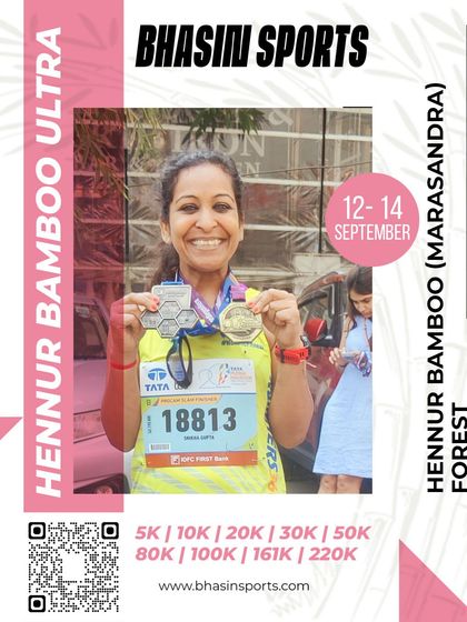 This participant proudly displays her collection of finisher medals. Many of our runners are regulars who join us for multiple events throughout the year.