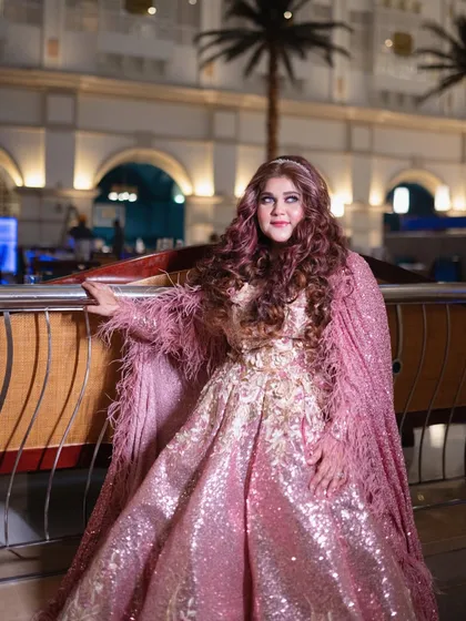 Feeling grateful for this beautiful moment. The lighting at the ITC Maratha was perfect for capturing the sparkle of my reception outfit.