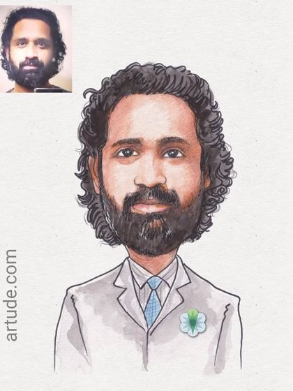 A handmade corporate gift, showcasing the subject's professional look with a touch of artistic flair.