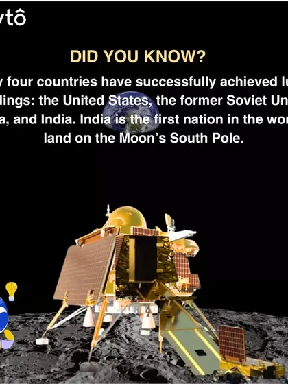 Did you know? India is the first and only nation to land on the Moon's South Pole, joining a select group of only four countries to achieve a lunar landing.