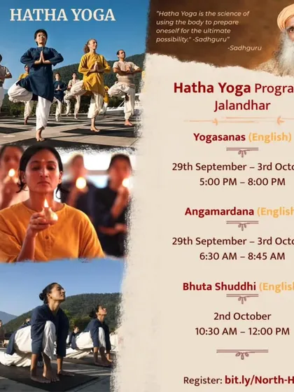 For the first time, I am bringing Angamardana, Yogasanas, and Bhuta Shuddhi programs to Jalandhar. This poster details the dates and venue at the Swaminarayan Temple.