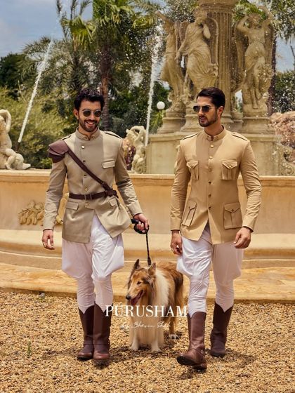 A final look at these powerful, coordinated ensembles. The mix of structured jackets, draped pants, and leather boots is a tribute to the romance of tradition and the camaraderie of well-dressed men.