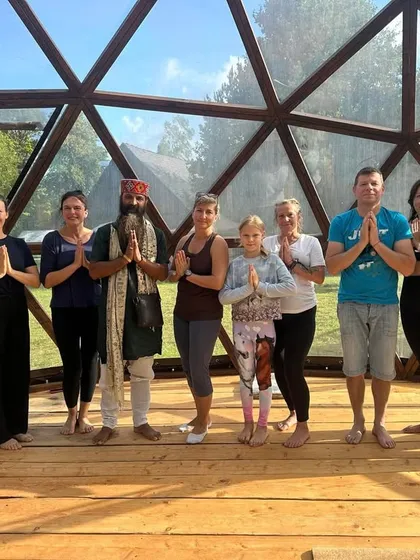 Here I am with a group of dedicated students after a workshop in this beautiful geodesic dome. Yoga unites us beyond all borders and languages. It is a privilege to guide people from different cultures as they connect with their inner selves and discover the universal truth that we are all one.