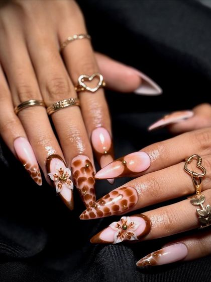 The combination of animal print and soft florals creates a unique and eye-catching design.