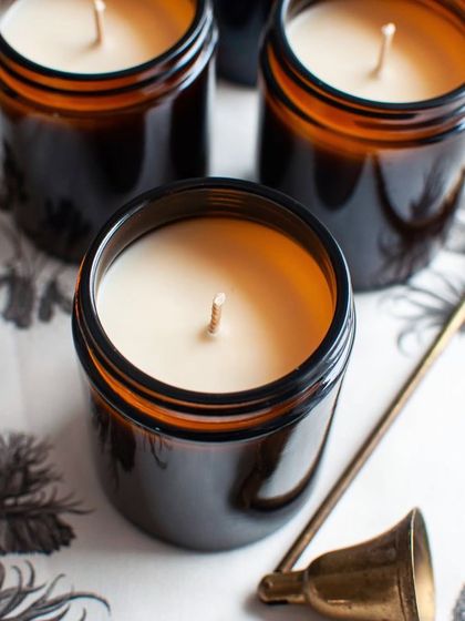 Amber jar scented candles are very in vogue and look so classy. I happily do white-labeling with a minimum order of just 50 pieces, customized with your scent and logo.