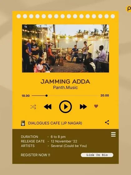 A creative flyer for our "Jamming Adda," inviting musicians to come together for an evening of medleys and camaraderie.