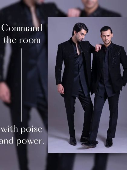 A collage highlighting the powerful silhouette of my Indo-Western designs. These outfits are tailored to elevate your status and command the room.