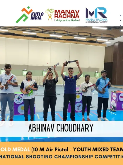 We train our athletes for success in various competitive formats. Here, our shooters Abhinav Choudhary and Drishti Sangwan celebrate their Gold Medal win in the 10m Air Pistol Youth Mixed Team event.