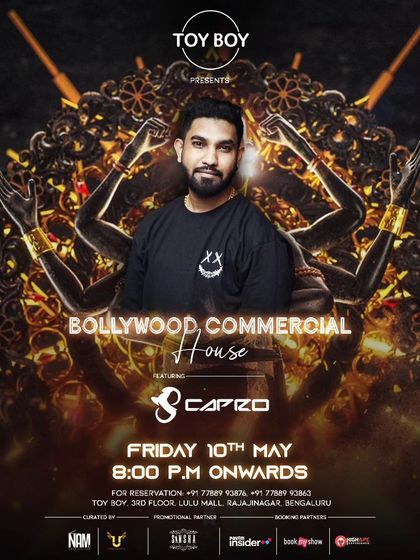 This poster for my event at Toy Boy Bengaluru highlights my versatility, promising a night of Bollywood and Commercial House music. I tailor my sets to fit the theme and the venue.