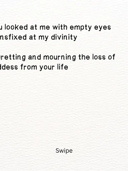 A poem reflecting on a past encounter, where the other person's empty eyes now see the divinity they lost.