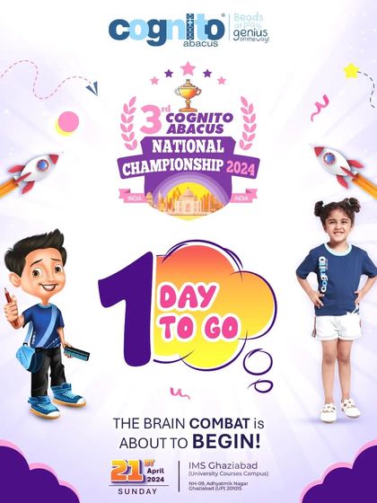 Just one day before the 2024 "Brain Combat." This graphic captures the final moments of anticipation before our young cognitive whizzes take the stage.