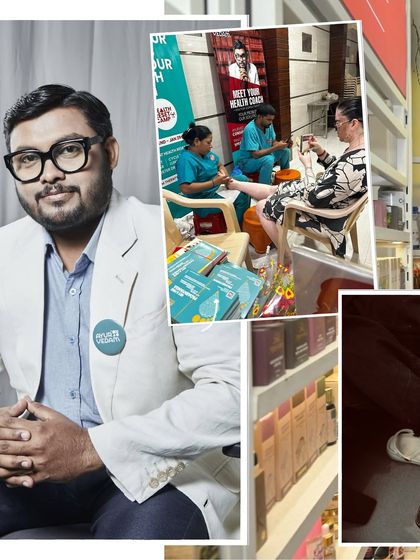 This collage features our founder, our team providing care, and our range of herbal products. It's a snapshot of the complete ecosystem of wellness I've built.