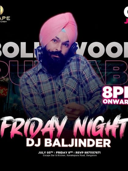 A flyer for my Friday night gig at Escape, showcasing my brand and the high-energy party I promise.