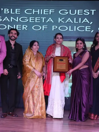 We were honored to have IPS Sangeeta Kalia, Commissioner of Police, Gurugram, as the Chief Guest for our Dhwani Kala Mahotsav. This moment captures our team felicitating her, reflecting our strong community connections and the prestige of our events.