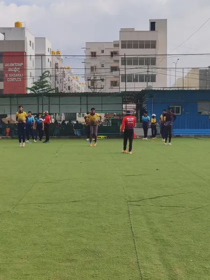 A group of players during a fitness session on our turf ground. We have the space and equipment for comprehensive athletic development.