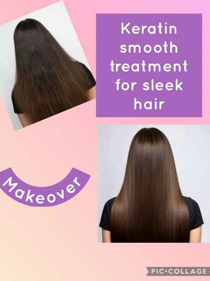 A classic Keratin smooth treatment result. We took hair that was prone to frizz and gave it this sleek, polished look, showcasing a healthy shine from root to tip.