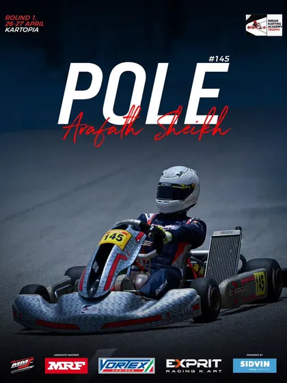 Arafath Sheikh secures pole position in the OK Junior category.