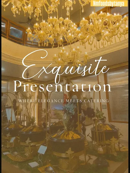We believe presentation is everything. This image captures the grandeur of our full-service buffet setups, featuring elegant brass chafing dishes, ambient lighting, and floral decor that transform a meal into a magnificent dining scene.