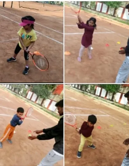 A collage showing different kids getting individual attention from a coach. I ensure every child gets personalized feedback, even in group sessions.