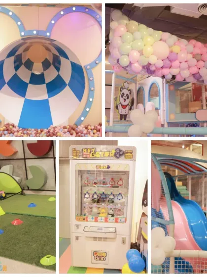 A peek into another amazing birthday party at our play area! We have everything from a Mickey-themed tunnel slide and a claw machine to a fun soccer practice area.