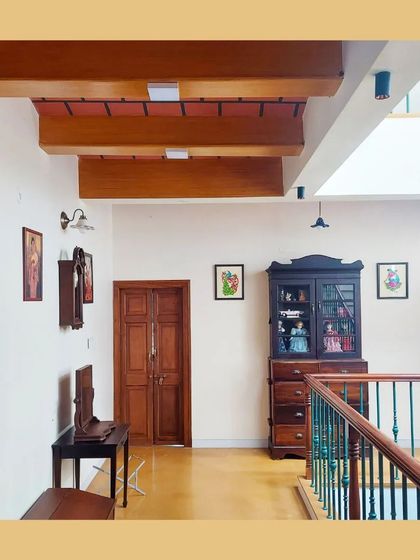 A glimpse of the jack arch roof and traditional furniture, showcasing the blend of structural innovation and classic design.