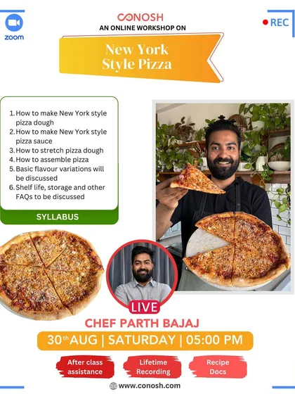 Bring the authentic taste of New York to your kitchen with my live pizza workshop. I'll teach you the secrets to making the perfect foldable crust, a classic pizza sauce, and how to stretch and assemble your pie like a pro, all from scratch.