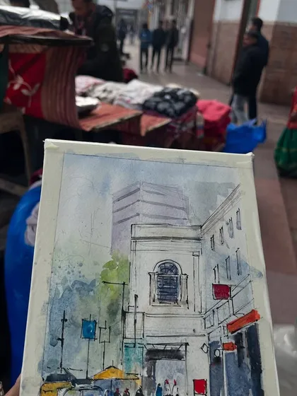 The sketch in its environment on a cold winter day. Capturing the misty mood of Lutyens Delhi was a great way to end the year.