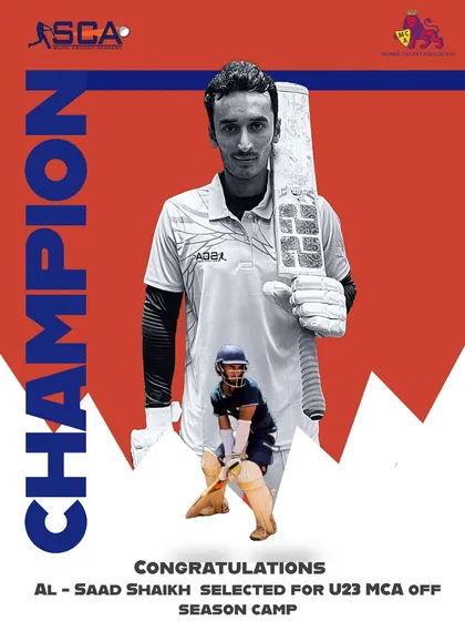 Celebrating Al-Saad Shaikh's selection for the U-23 MCA off-season camp. His hard work as a batsman has paid off with this well-deserved opportunity.
