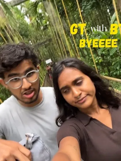 A selfie of two trekkers on the Kalasa Hanging Bridge.