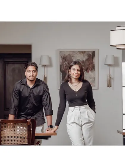 A portrait of our founders, Koushik and Priyanka. We believe that great design comes from a great partnership, and our collaborative approach is at the heart of every project we undertake.