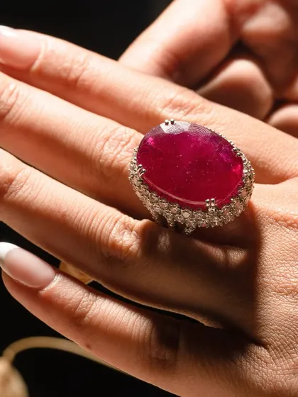 There is nothing as passionate as the deep red of a fine ruby. I set this magnificent stone in a halo of diamonds to amplify its colour and create a cocktail ring that is both timeless and breathtakingly bold.