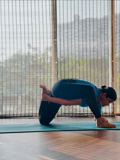 Another new twisting pose from this week's practice. This deep stretch requires significant flexibility in the hips and spine. It's inspiring to see students step out of their comfort zone.