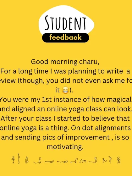 This is why I do what I do. Getting messages like this reminds me that online yoga isn't just a substitute, it's a powerful tool for connection and growth. My students' trust and progress mean everything.