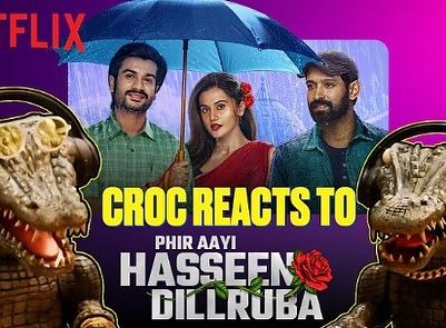 The official promotional graphic for the 'Croc Reacts' series for 'Phir Aayi Haseen Dilruba'. It was exciting to see our puppet creations become the face of the film's marketing campaign.