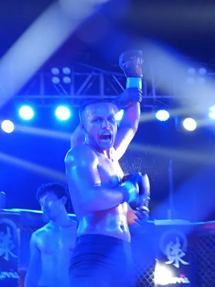Abhishek from our Gurgaon branch celebrating another win at ACS after landing devastating boxing combinations.