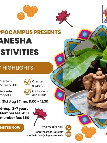 Here are the key highlights for our Ganesha Festivities. I make sure every child gets to create their own idol, decorate a rangoli, and enjoy yummy laddoos.